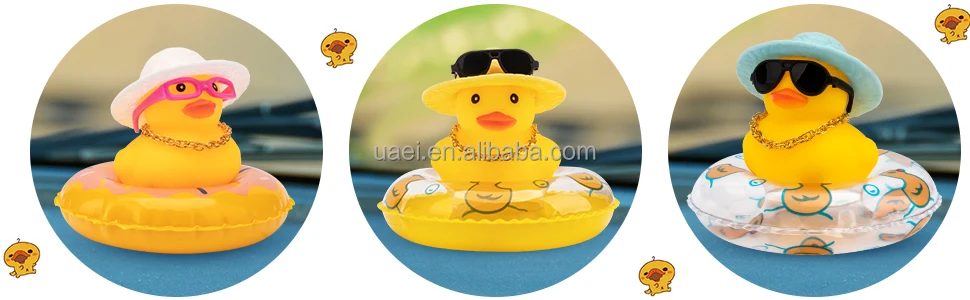 Yellow Ducks Car Dashboard Decoration Kit Ornaments for Dashboard and Bicycle Accessories