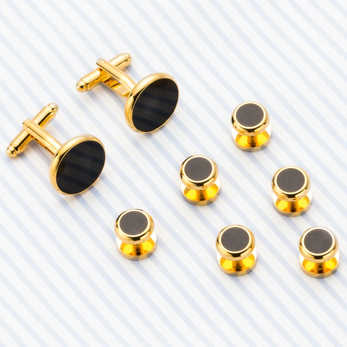 Wholesale Gold Black Men Tuxedo Shirt Cufflinks and Studs Set for Men