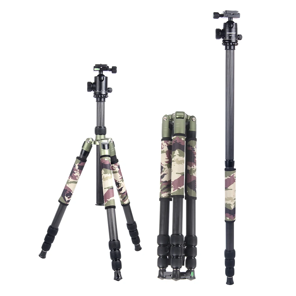 multi-functional Carbon fiber professional 1800cm tripod lightweight travel camera tripod with monopod 360 rotation ball head
