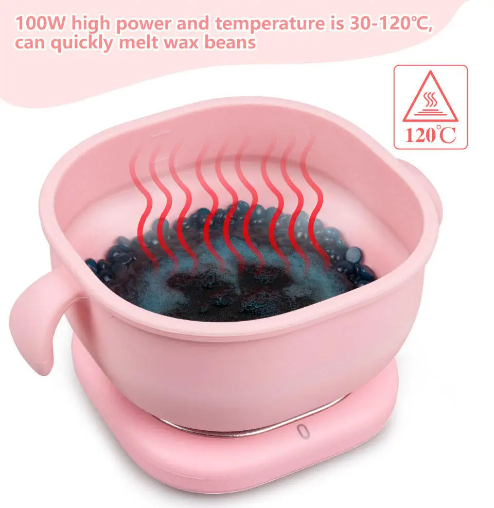 Pink Foldable Silicone Wax Bowl Mini Wax Heater Heating Hair Removal Wax Melting Pot Warmer