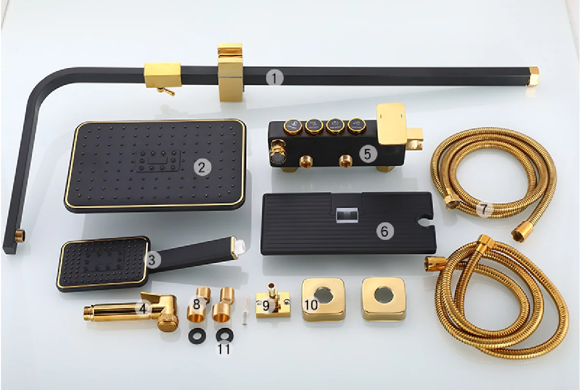 Black Gold Bathroom sets thermostatic shower mixer bathroom and Thermostatic shower System faucets Bathroom Shower head Set