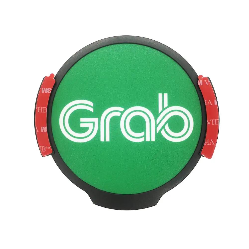 GRAB Rideshare Sign, LED Light Logo Sticker Decal Glow, Wireless Decal Accessories Removable Glowing Sign For Car Taxi
