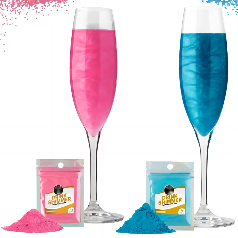 Baby Blue Pink Gender Reveal Shaker Edible Beverage Glitter Food Dust for Party Drinks