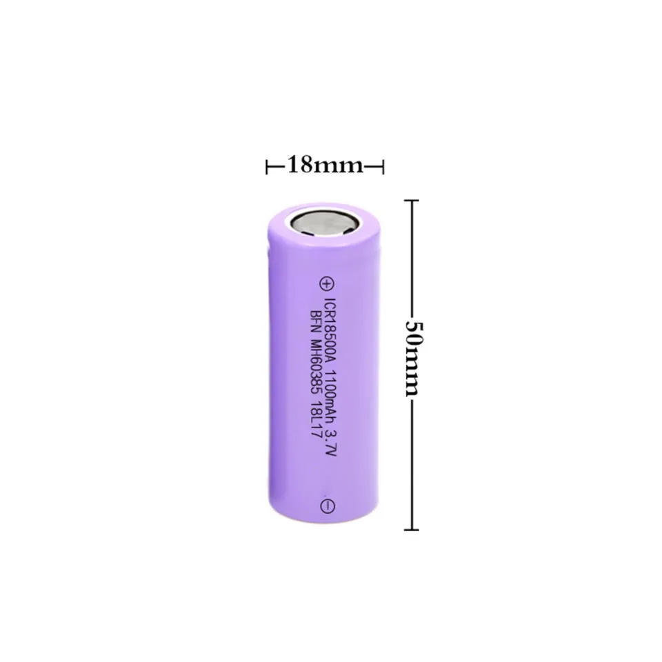 Cylindrical Li-ion battery cell 3.7v 1100mah 1500mAh 1600mAH 2000mAH lithium ion battery 18500 battery