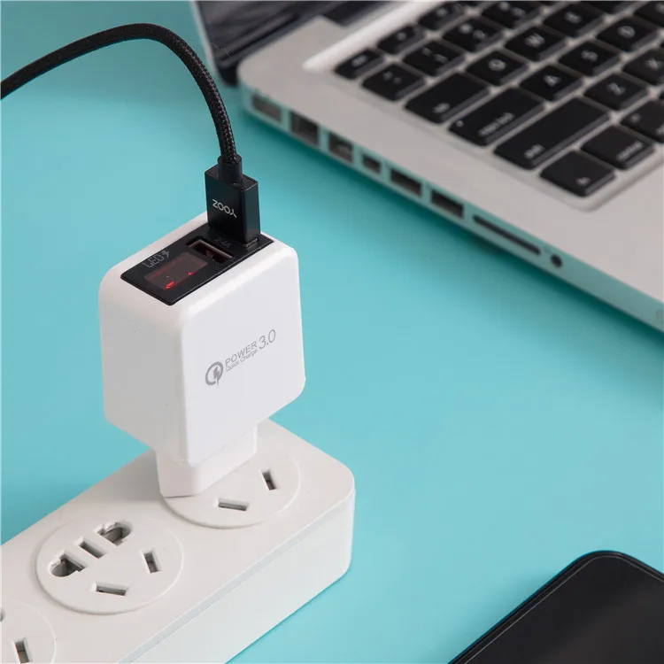Power QC 3 0 basics 18 Вт двойной usb-порт многофункциональное портативное светодиодное настенное зарядное