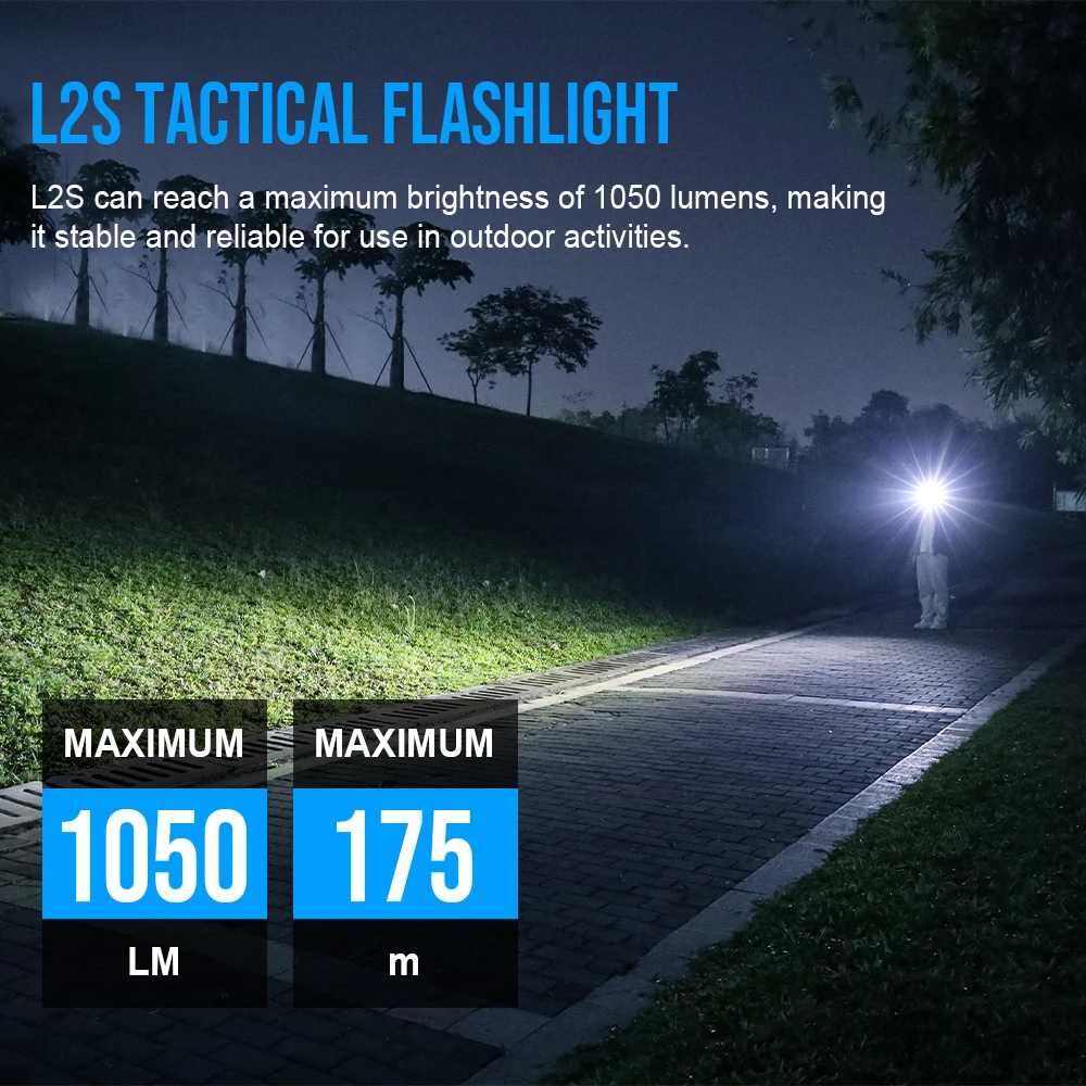 TrustFire L2S Tactical flashlight 1050Lumens IPX6 Waterproof 14500 USB C Potable Torch Flashlight
