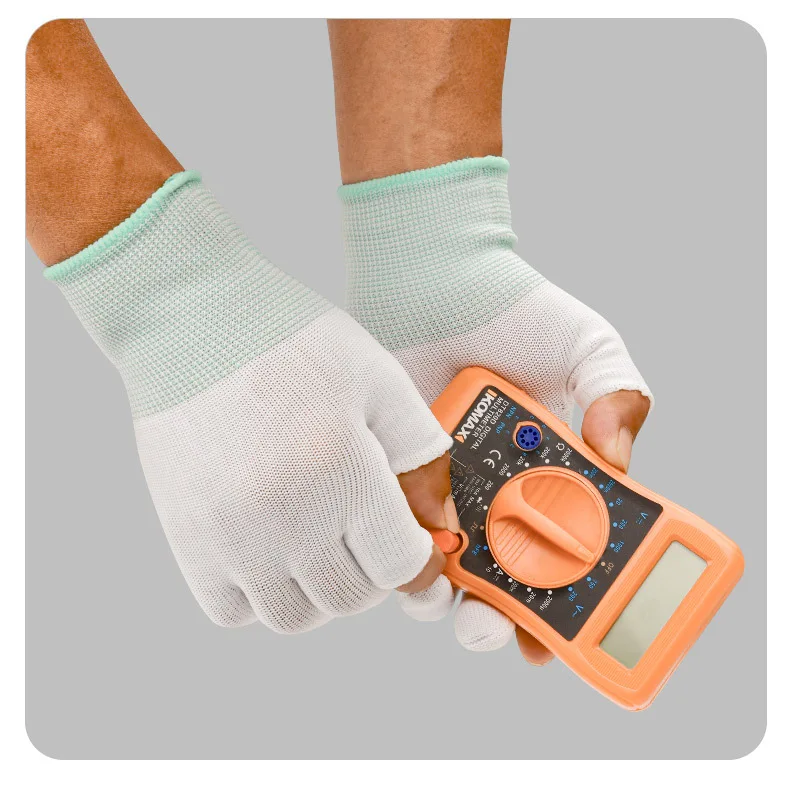 Exposed Two-finger Glove Work Gloves Thin Non-slip Half-finger Breathable Nylon Touch Screen Labor Anti Static Nylon OEM&ODM