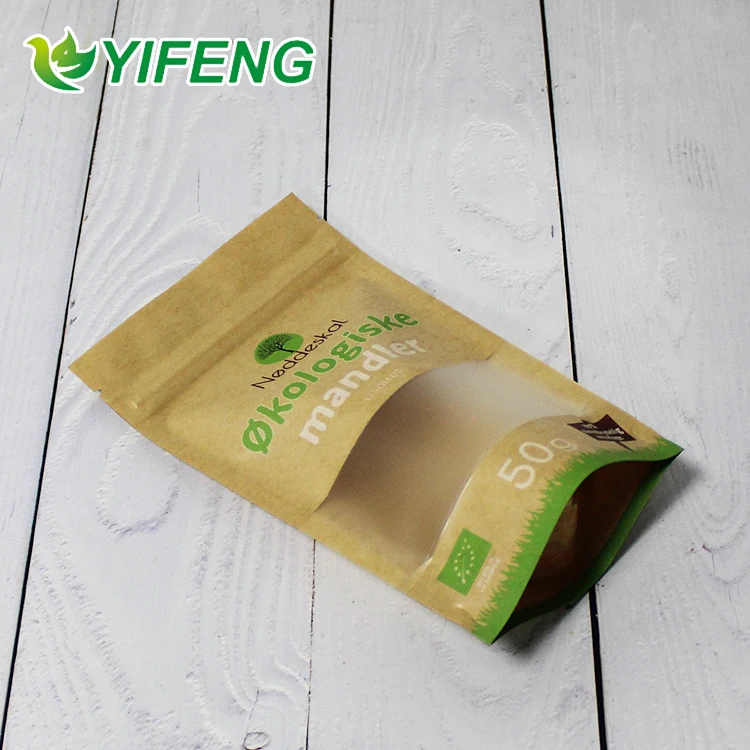 80 Gram Kraft Paper Backpack Made Of With Ziplock Big Dried Fruit Eco-friendly Food Packaging Zippered Bag