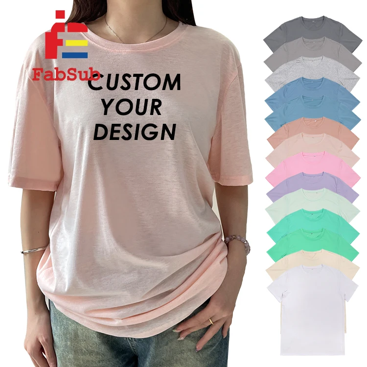 High Quality Sublimation Tee Shirt Solid Colored T-Shirt Cotton Feel Plain 100 Polyester T Shirt  For Men and Women