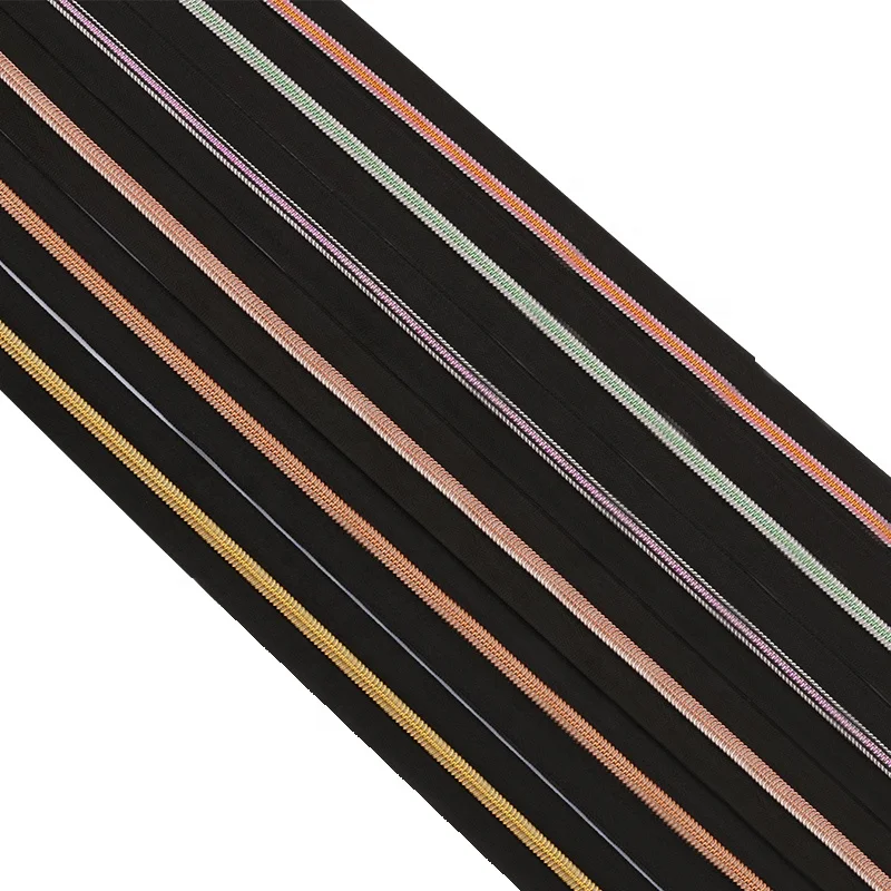 Custom hight quality plating colorful teeth 10# 5# nylon zipper coil for bags nylon zipper rolls