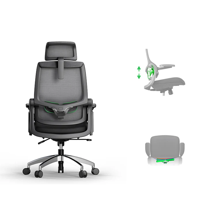 Recliner Black Ergonomic Folding Armrest Swivel Office Chair With Footrest