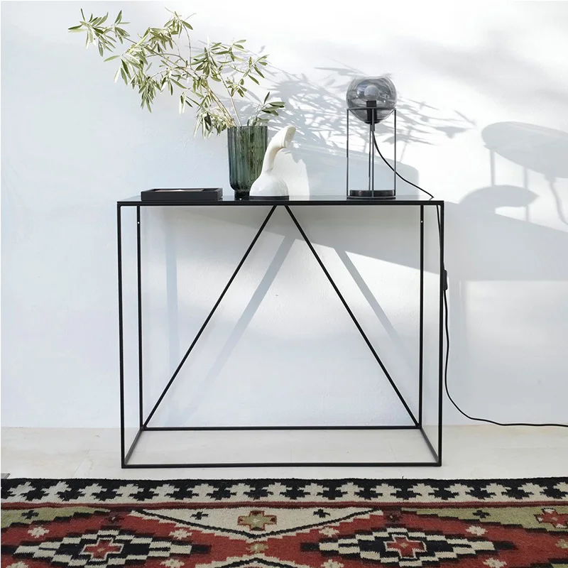 Top quality simple foyer tall desk farmhouse iron entrance black metal console