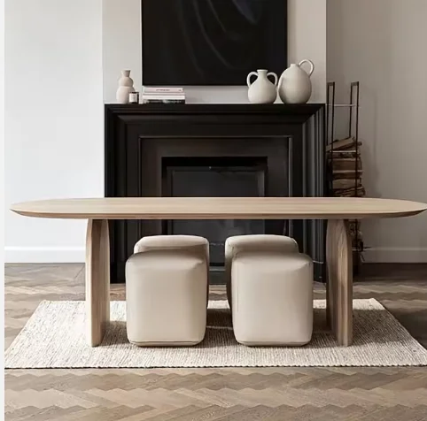 Modern Nordic Solid Wood Dining Table Set for Home for Restaurant & Living Room Use