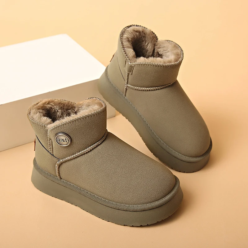 Wholesale Thick-soled Wear-resistant Mid-calf Men Cotton-padded Shoes Footwear Outdoor Direct Furry Comfortable Snow Boots Women