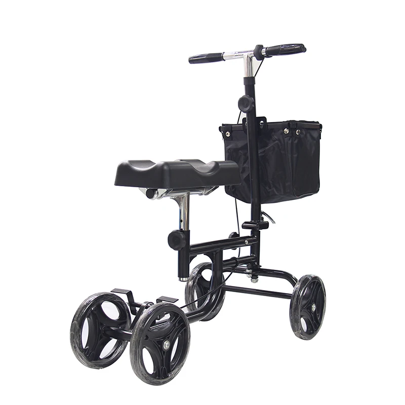 High-Carbon Steel Outdoor Folding Knee Rollator Scooter 4 Wheels Elderly Disabled Providing Excellent Walker Rollator Support
