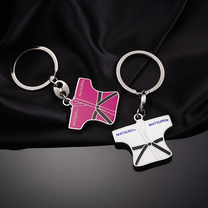 Custom hard enamel sliver metal Judo souvenir keychains no minimum