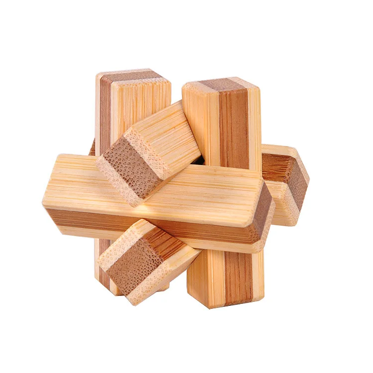 Advanced Quality Chinese Classic IQ Test 3D Bamboo Puzzle for Kid Adults