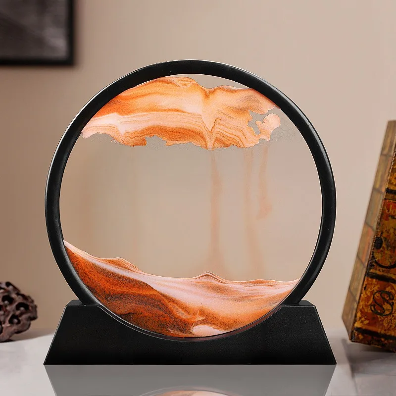 Движущиеся песочные картины круглые 3d-песочные часы глубоководный Пескоструйный пейзаж 7/12 дюймов для домашнего