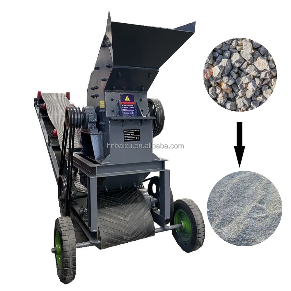 china factory supply small gold ore hammer mill stone concrete hammer crusher with conveyor