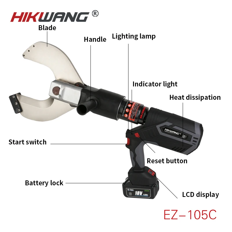 EB-105C hydraulic electric cable cutter plier battery powered cordless cutting tools 250kN capacity