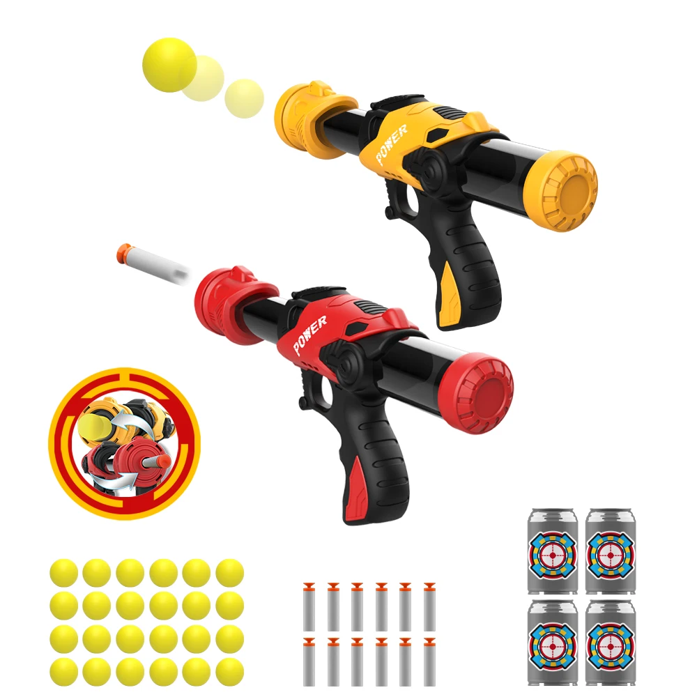 Factory price EVA soft bullet toy gun mobile shooting target 2 blasting guns and 12 foam darts 18 foam balls compatible Nerf gun