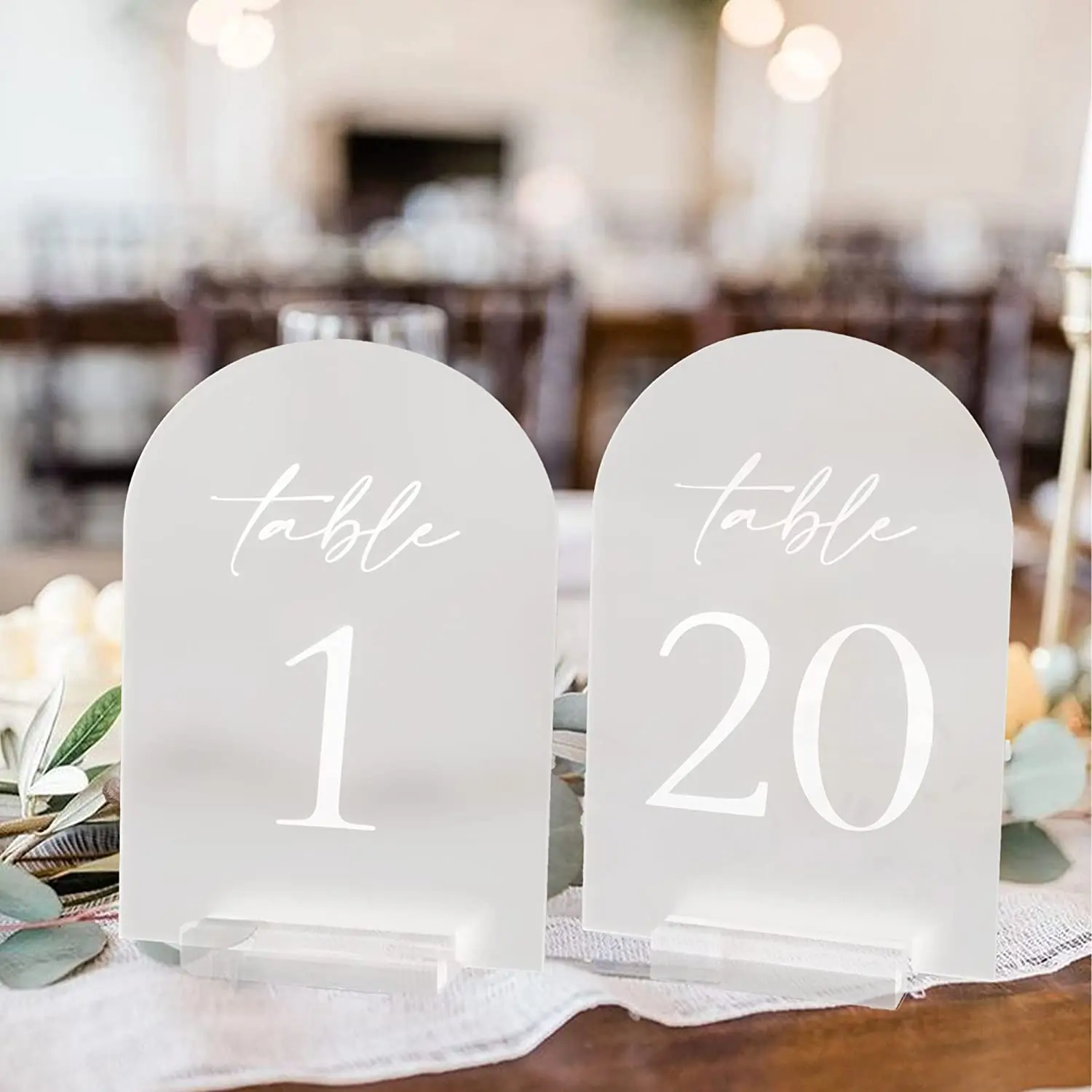 Acrylic Table Numbers for Wedding Reception Frosted Arch Wedding Table Numbers Signs with Holders for Wedding, Anniversary, Part
