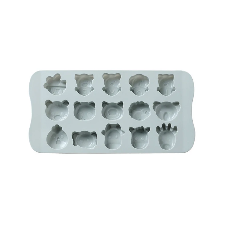 15 Grid Cartoon Animal Silicone Mold Cute Panda Elephant 3D Chocolate Cake Fudge Mold DIY Baking Tool