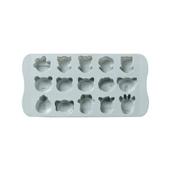 15 Grid Cartoon Animal Silicone Mold Cute Panda Elephant 3D Chocolate Cake Fudge Mold DIY Baking Tool