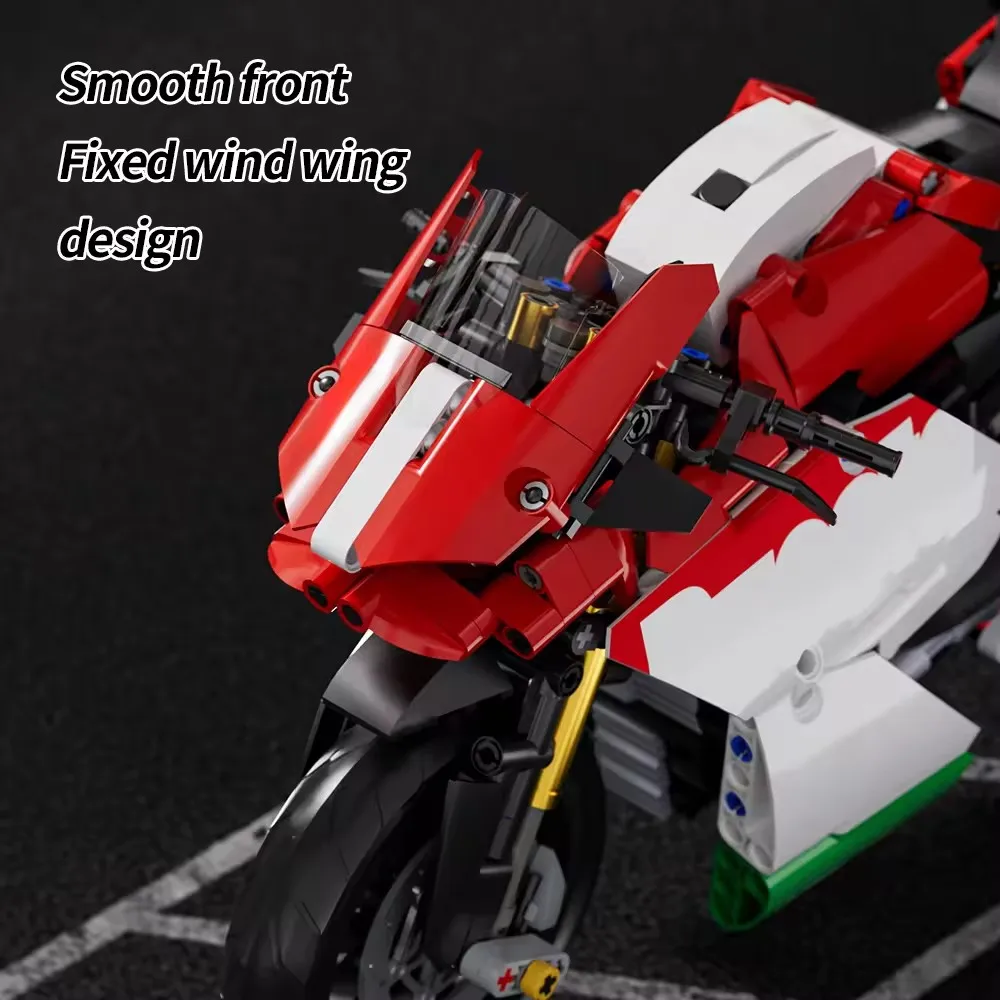 88800 DIY Racing Car Kit Simulation Ducati V4S Motorcycle Autocycle Model Building Blocks Bricks Toys Best Collection