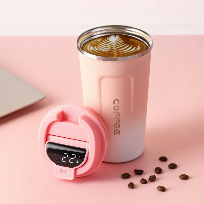 380Ml 510Ml Smart Temperature Display Stainless Steel Coffee Cup Double Wall Travel Office Coffee Vacuum Cup With Lid