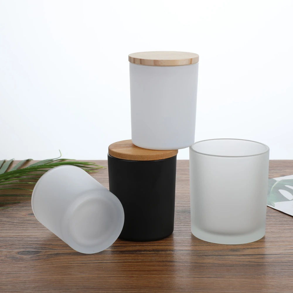 Customized Container Scented Candle Making DIY Jar with Lid Frosting Glass Candle Holders for Home Decoration Luxury Candle Jars
