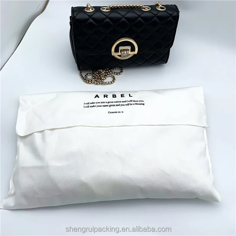 Customized White Cotton Envelope Bag for Handbags Luxury Dust Bag for Clothing Shoes Wholesale