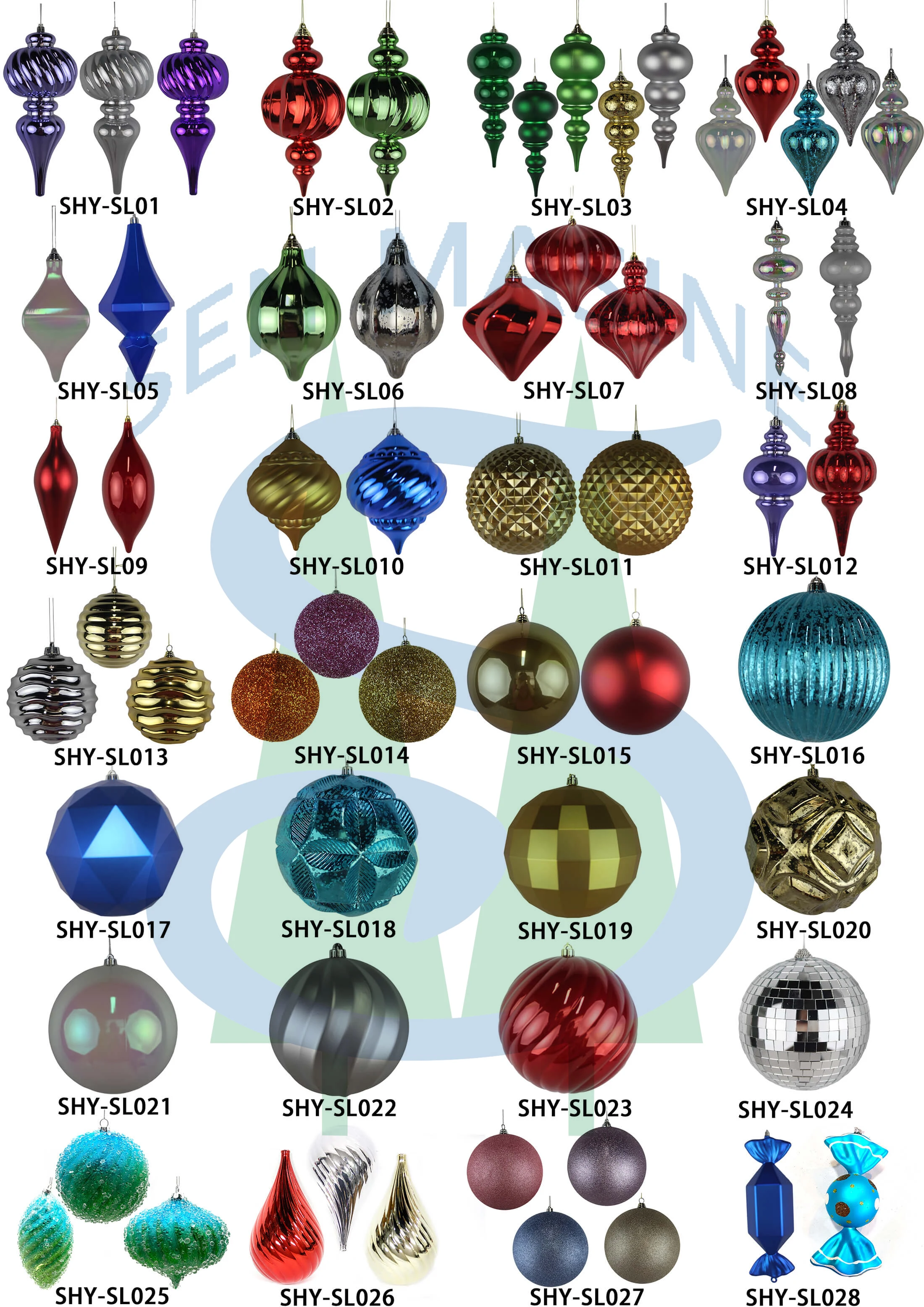 Senmasine Design Custom Special-shaped Xmas Decoration Baubles Ornaments Hanging Plastic Christmas Unique Ball