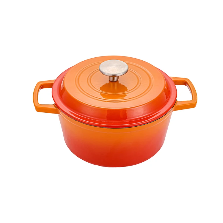 Bright Houseware Wholesale Orange Color Cast Iron Dutch Oven Cookware Enamel Cast Iron Enamel Casserole Pot For 1-2 Person Use
