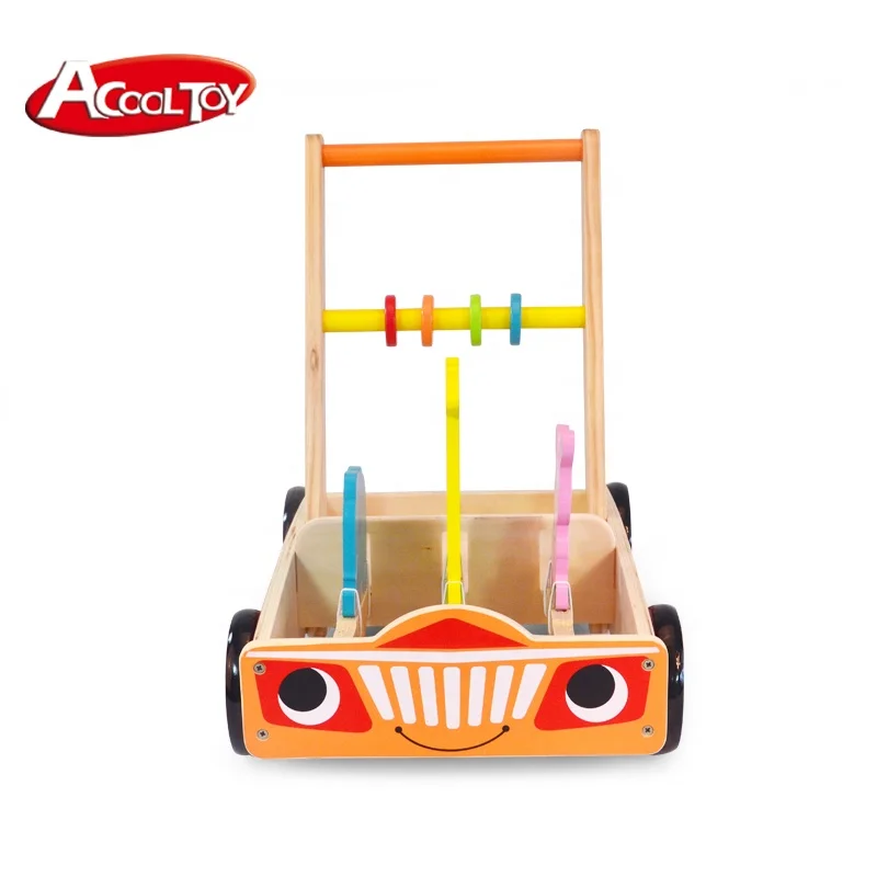 Costumeabel Wooden Wooden Baby Walker Toy Brown Activity Borangelker Toy Box