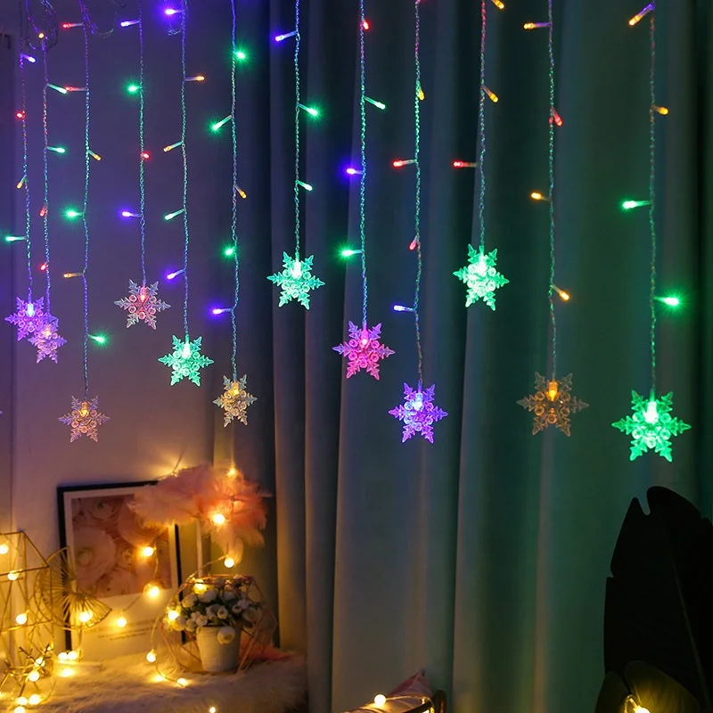 Popular Design 3.5m Christmas curtain LED light with star shape hot sale for Christmas decoration adornos de navidad