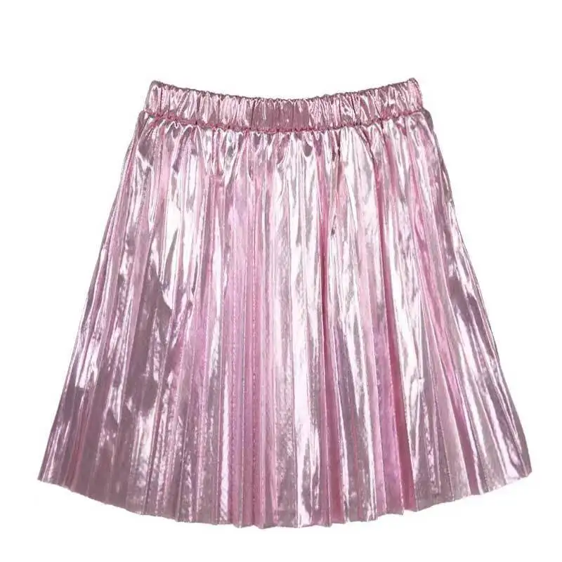 2024 New Fahion customized metallic young sexy mini summer girls skirts for party