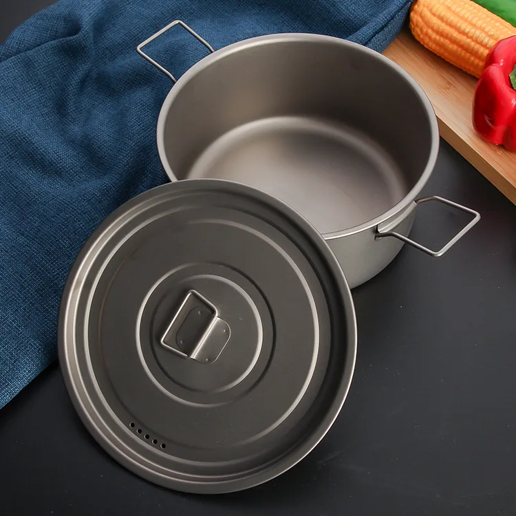 Titanium Pot 1600ml/1800ml for Outdoor Camping Backpacking Hiking Ultralight Portable Cooking Pot Camp Kitchen Cookware