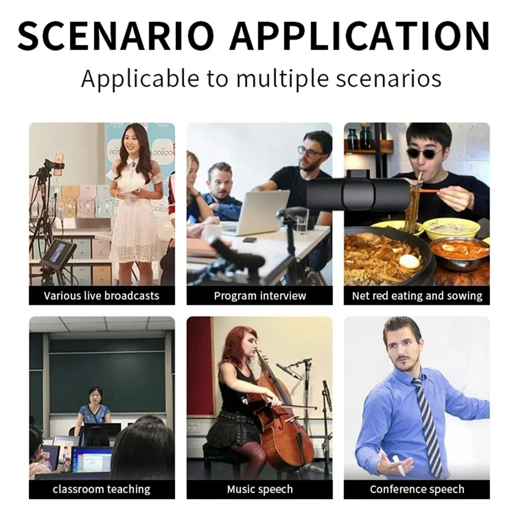 New Music Podcast Equipment Live Streaming Interview Portable Clip Lapel Microphone Voice Recorder Lavalier Wireless Microphone