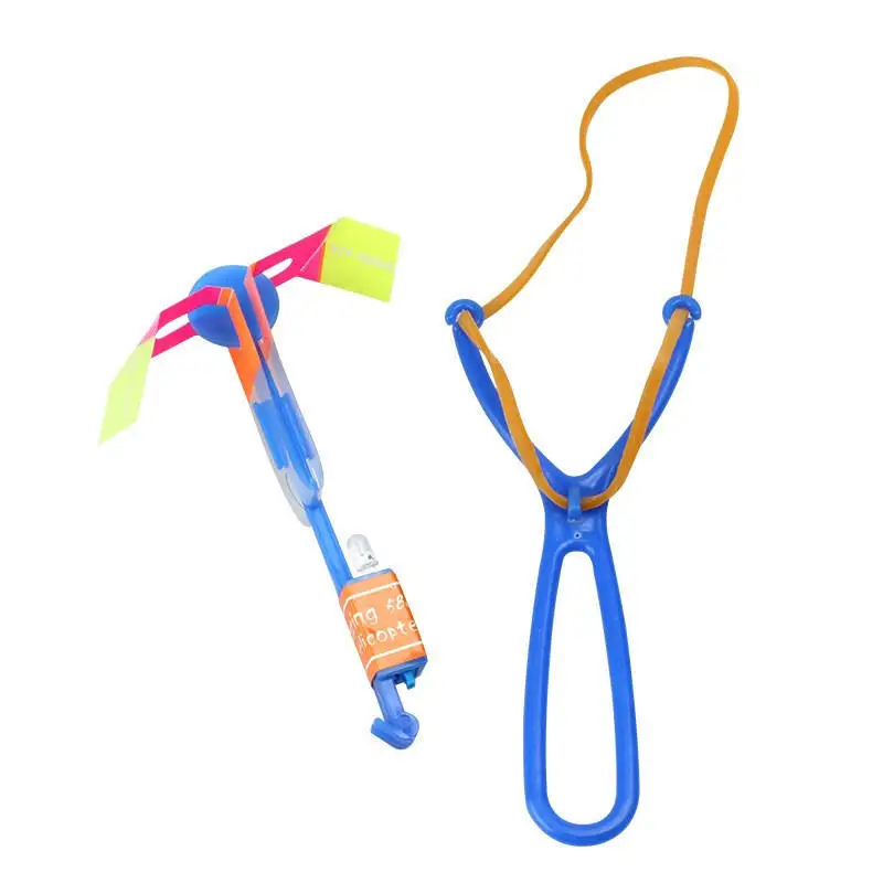 Slingshot Copters Amazing Arrow Helicopter Outdoor Game Glow Supplies for Kids Rocket Slingshot Flying Copters