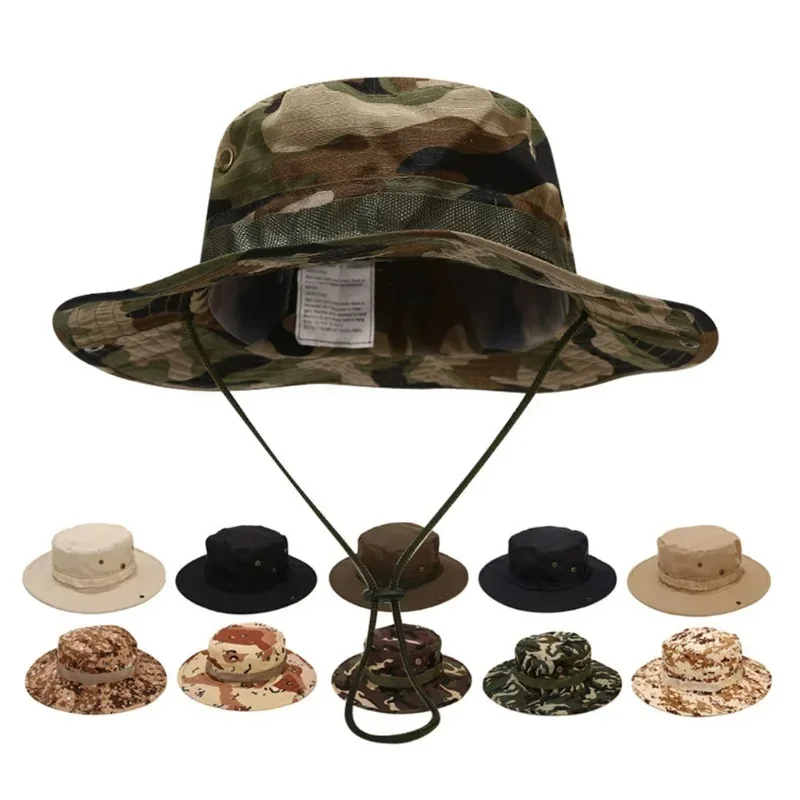 Camouflage Boonie Men Hat Bucket Hats Multicam Panama Summer Cap Hunting Hiking Outdoor Camo Sun Caps
