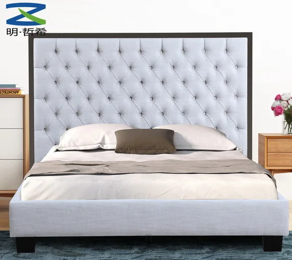 Modern American style real leather velvet fabric bed wooden frame upholstered bed