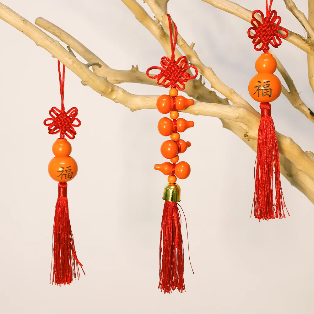 Лучший подарок, украшение в виде тыквы, подвеска, украшение для автомобиля, подвесной китайский узел, кисточка, деревянное украшение тыквы