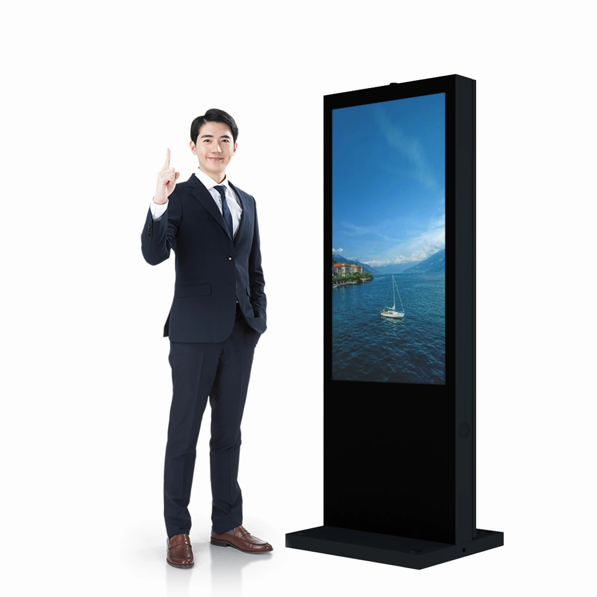 Remote Control Advertising Outdoor Kiosk WiFi Connection TV Screen Bus Kiosk Outdoor Totem with Cooling System LCD Display