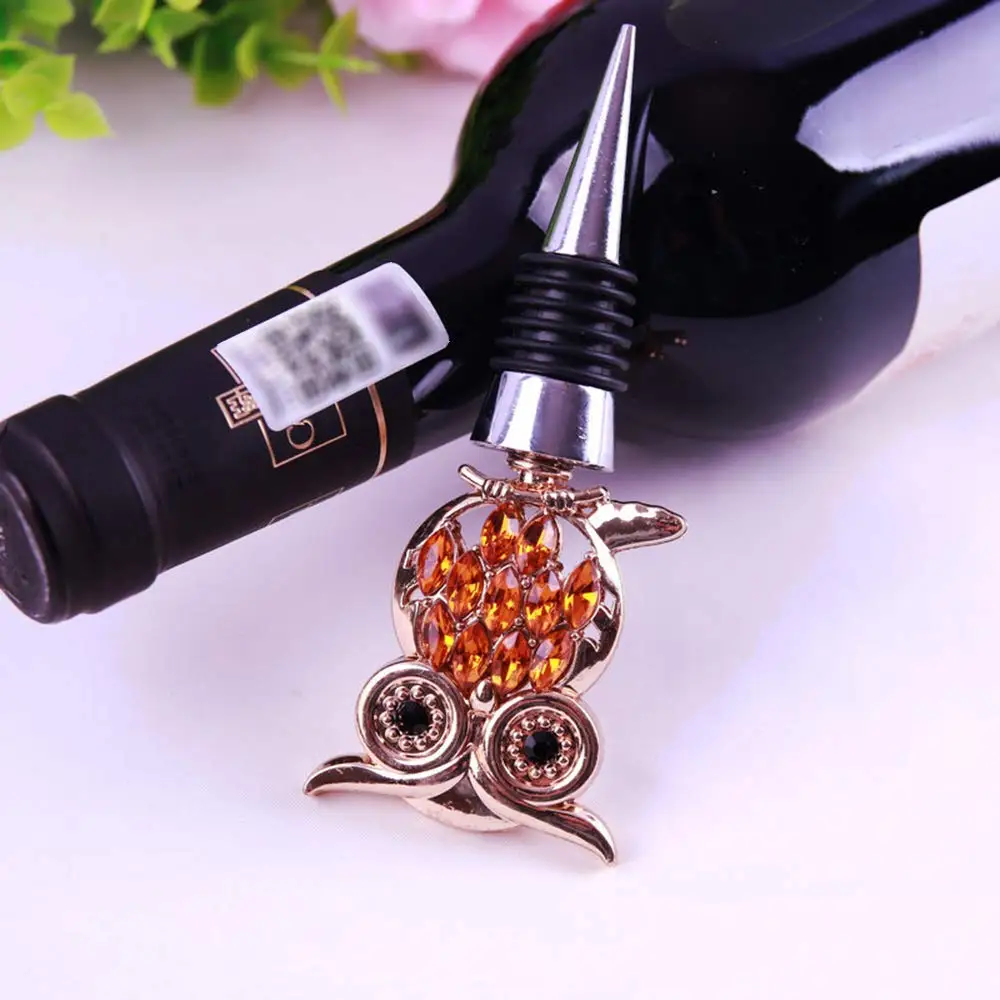 Cute Wine Stopper Decorations Reusable Owl Wine Stoppers Metal Zinc Alloy Golden Wine Bottle Stopper Custom