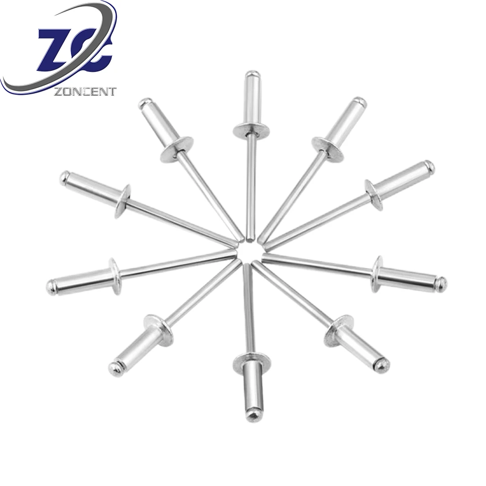 Factory Supplier open type customized length coller aluminum open end stainless steel solid metal rivet pop rivet blind rivet