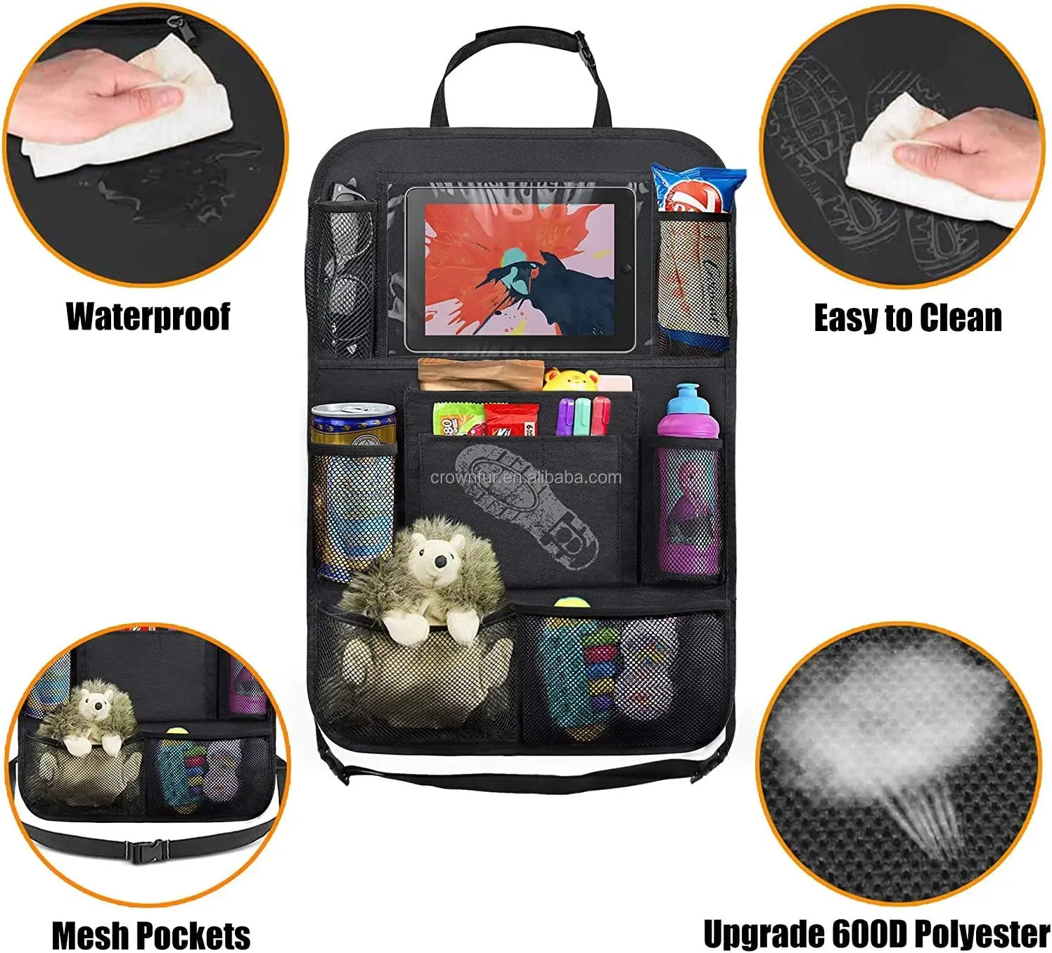 Universal Car back seat cover organizer Luxury Car Interior Accessories leather car back seat organizer bags with cup holder