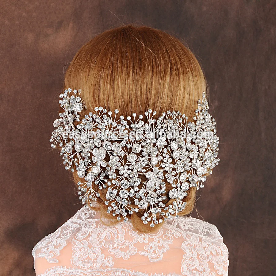  2021 Luxury Bridal Headband New Design Handmade Rhinestone Crown Wedding Hair Accessories For