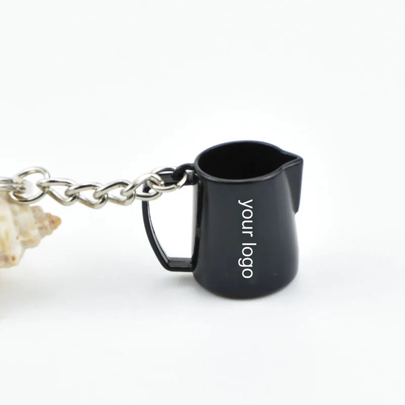 Latest Mini Coffee Cup  Key chain Coffee Portafilter Keychain custom your logo coffee cup shape keychain