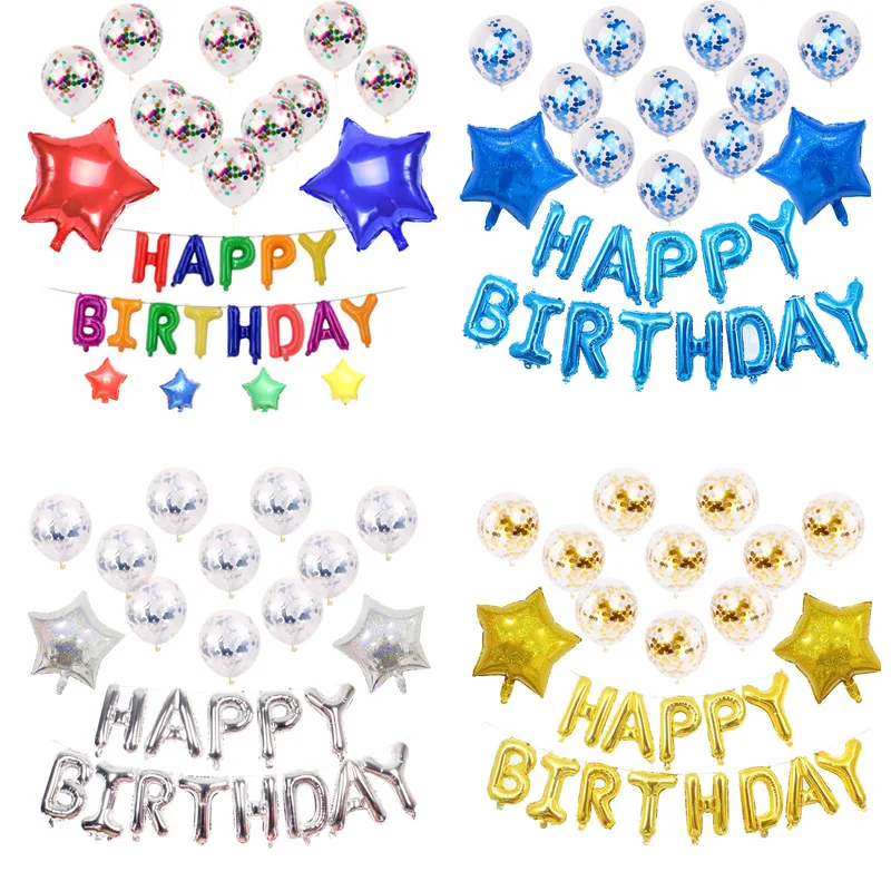 Happy Birthday Kit Rose Gold Letter Foil Balloon 12inch Clear Confetti Balloons